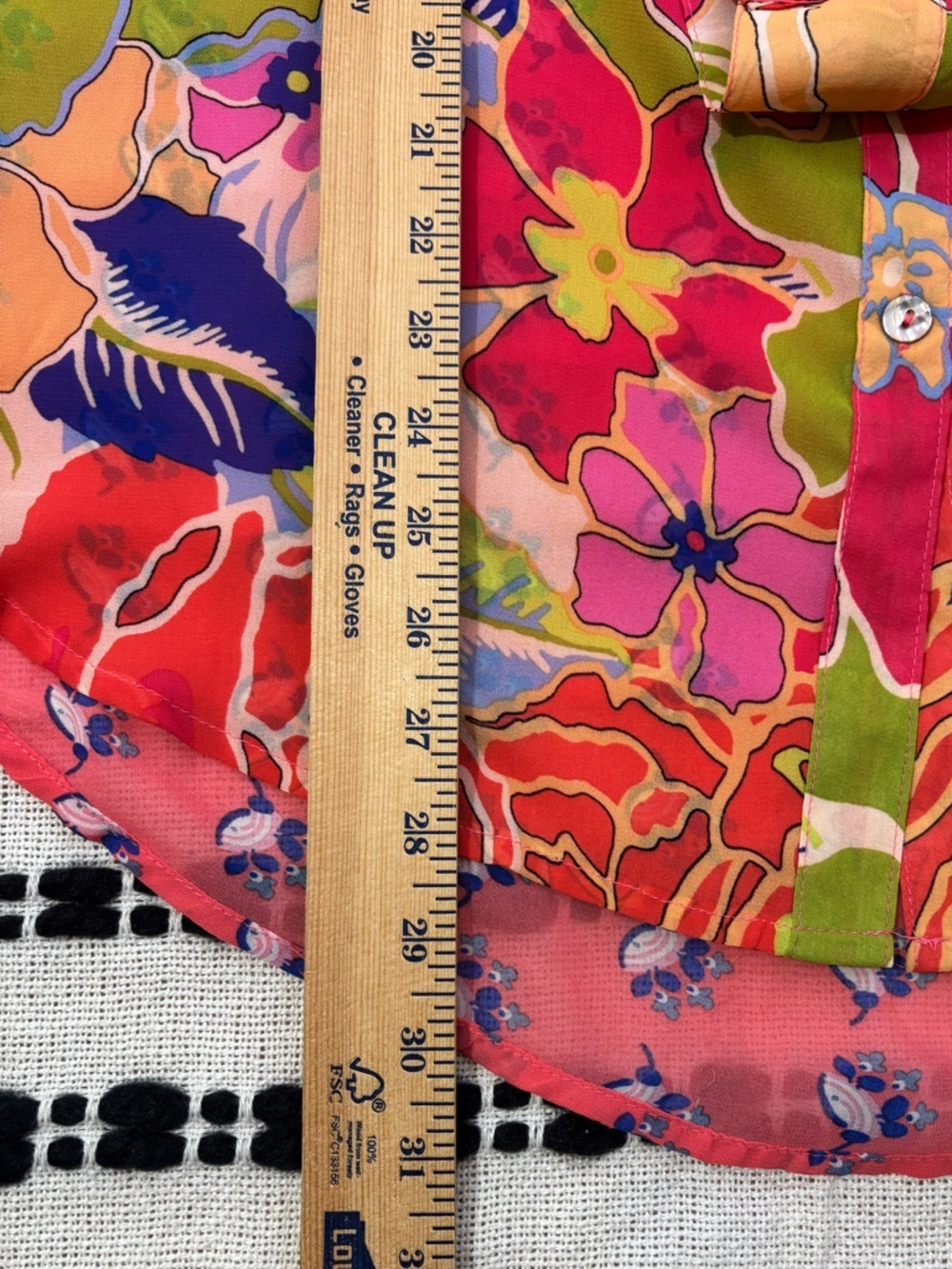 Figueroa & Flower XL Sheer Floral Button Down Blouse Top Boho Chic Bright - Picture 15 of 15